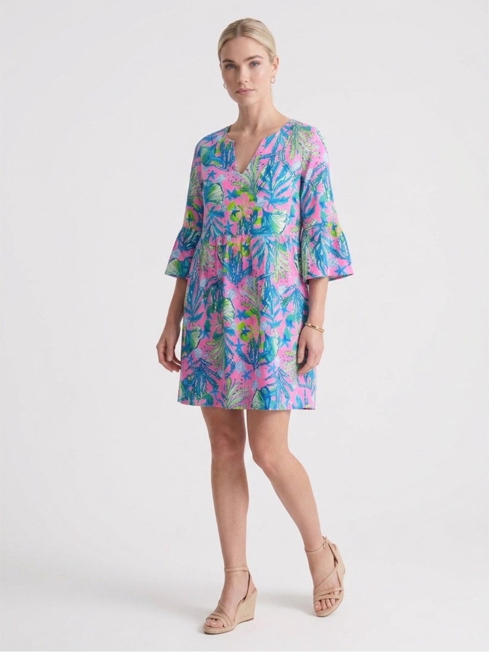 Lilly Pulitzer Pink, Blue & Green Floral Dress